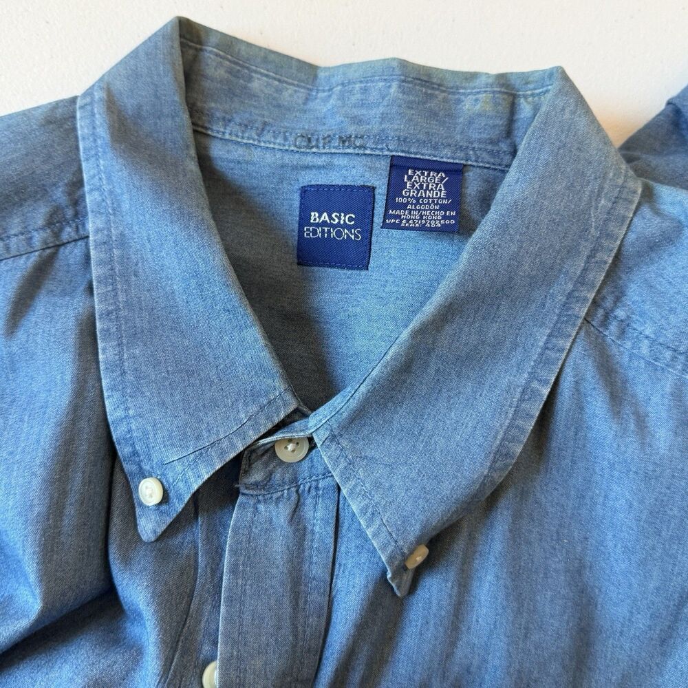 Vintage Basic Editions Chambray Button Front Up S… - image 2